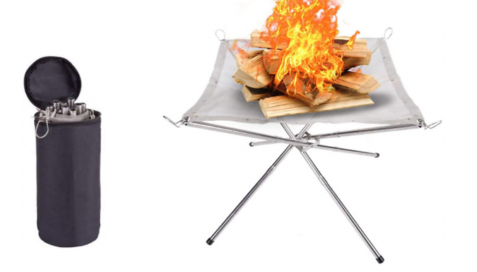 Spezzee Portable Pop-Up Stainless Steel Fire Pit With Storage Case