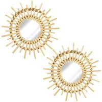 Nicola Spring Angelica Rattan Wall Mirrors | 29cm | Pack of 2