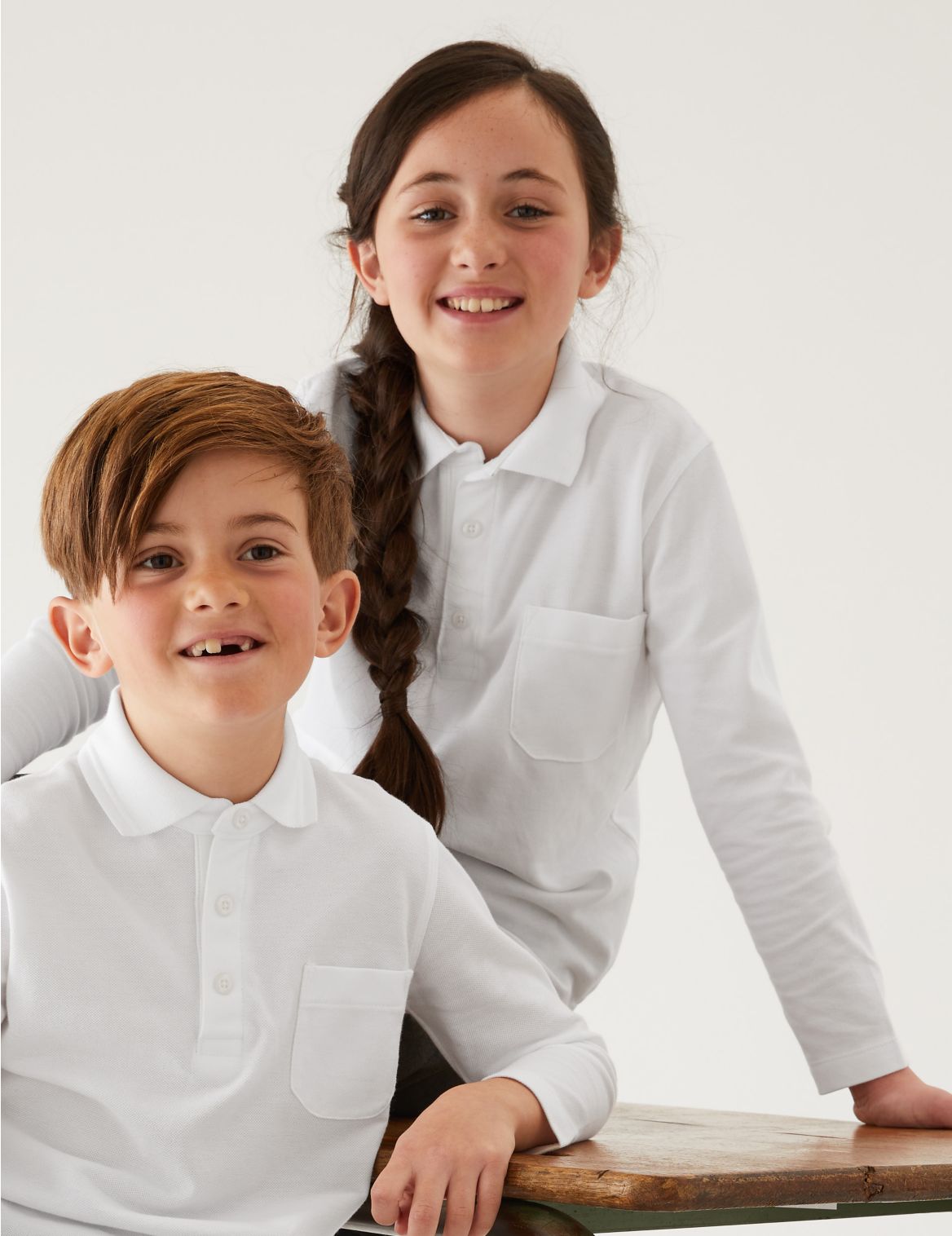 2pk Unisex Adaptive School Polo Shirts white