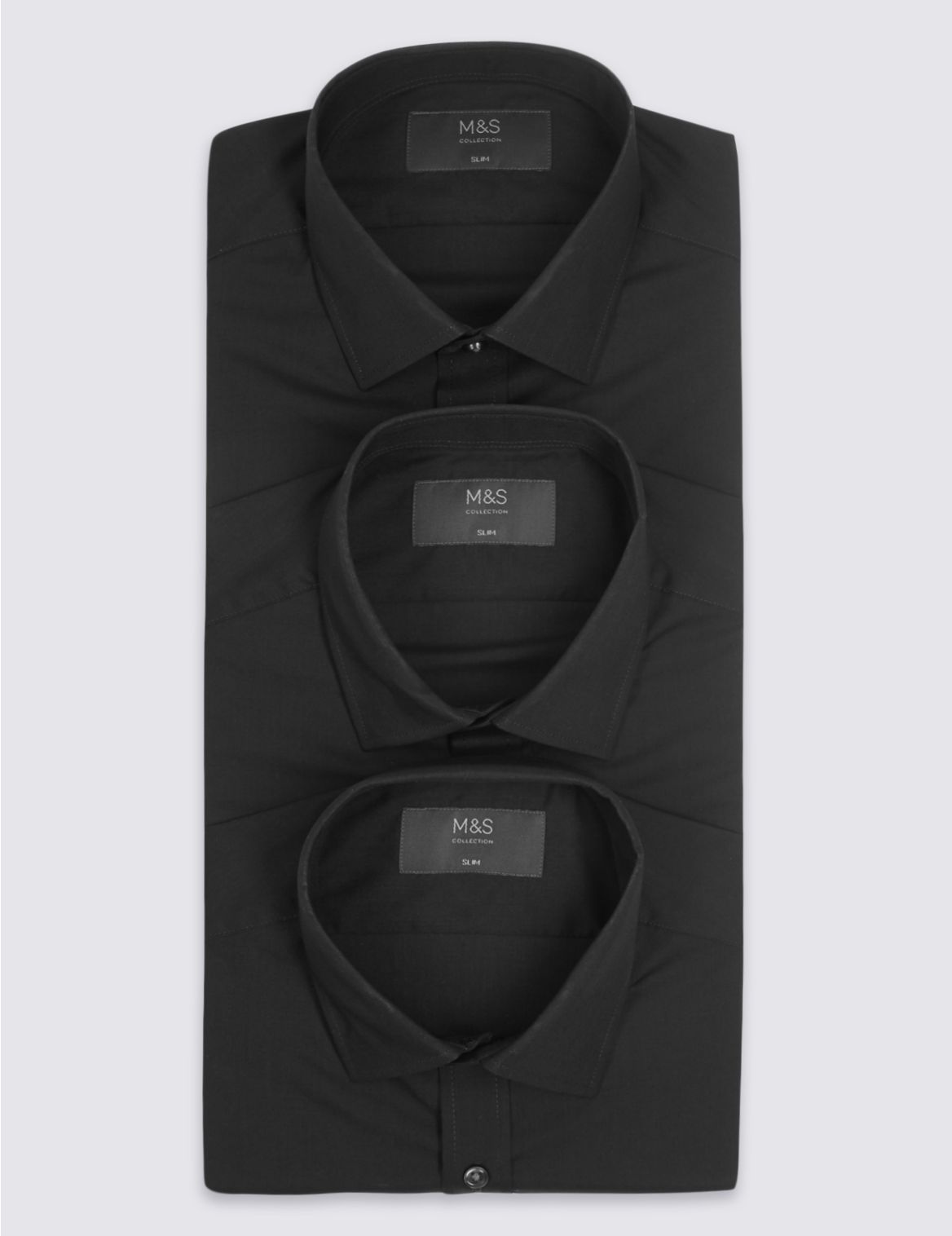 3 Pack Slim Fit Long Sleeve Shirts black