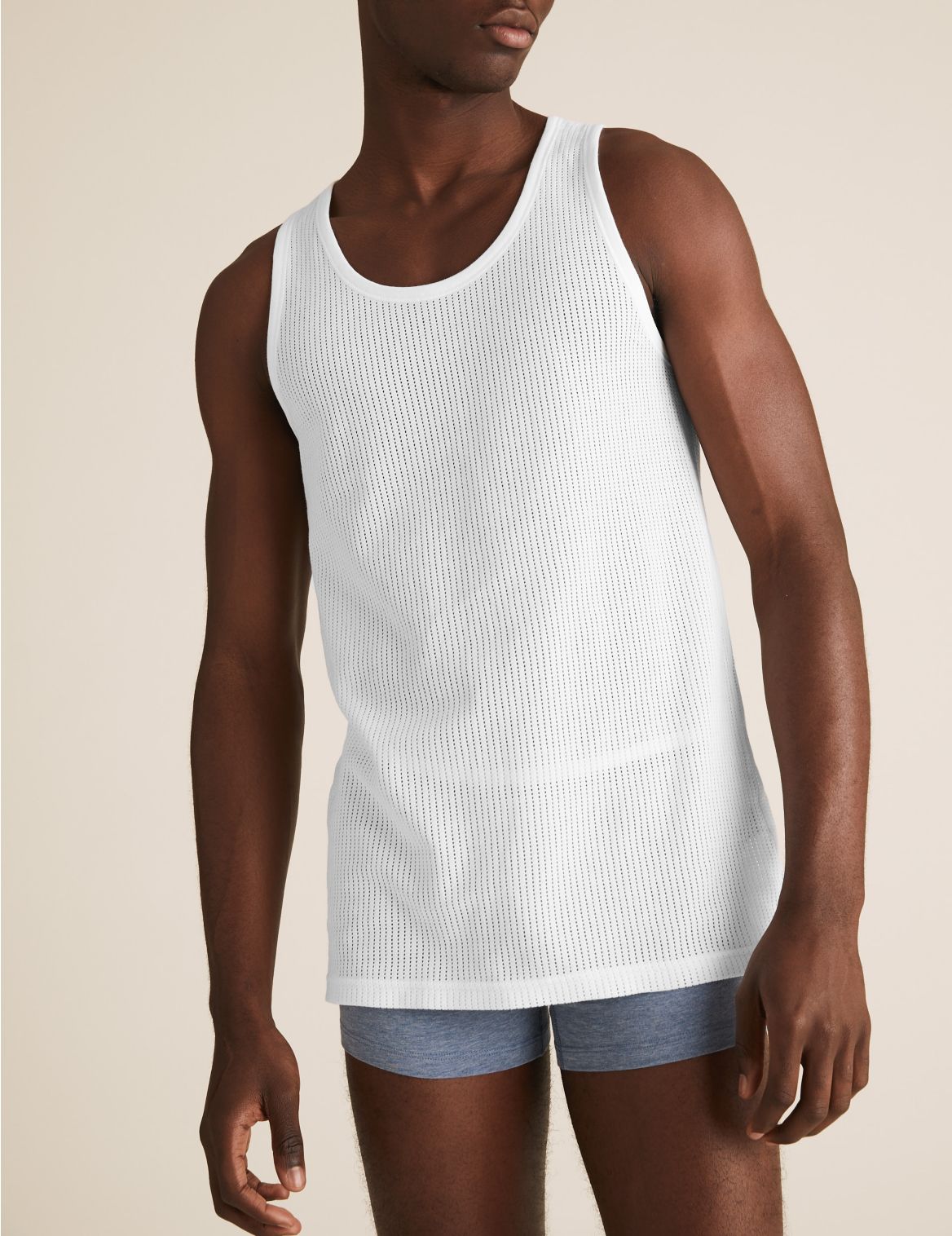 3 Pack Pure Cotton Sleeveless Vests white