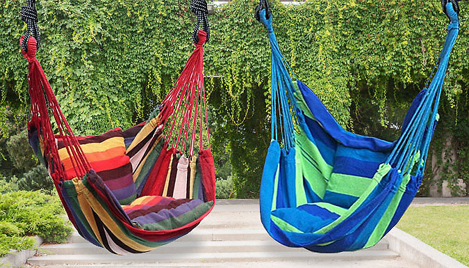 Top Good Chain Striped Hanging Rope Hammock Swing Chair - 2 Colours