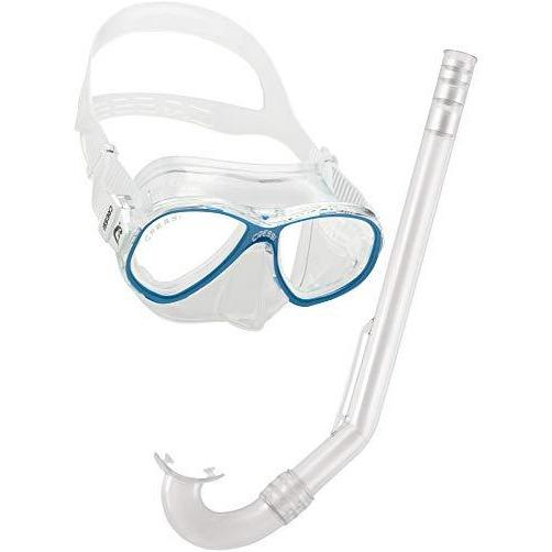 Cressi Unisex-Youth Combo Set Perla Jr + Minigringo Diving mask e Snorkel, Transparent/Blue, One Size - Like New