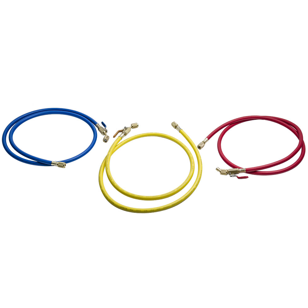 60quot; HVcompatible for AC 1/4quot; SAE 600 PSI Charging Hoses w/Shut Valve compatible for AC Refrigerant R410a R134a