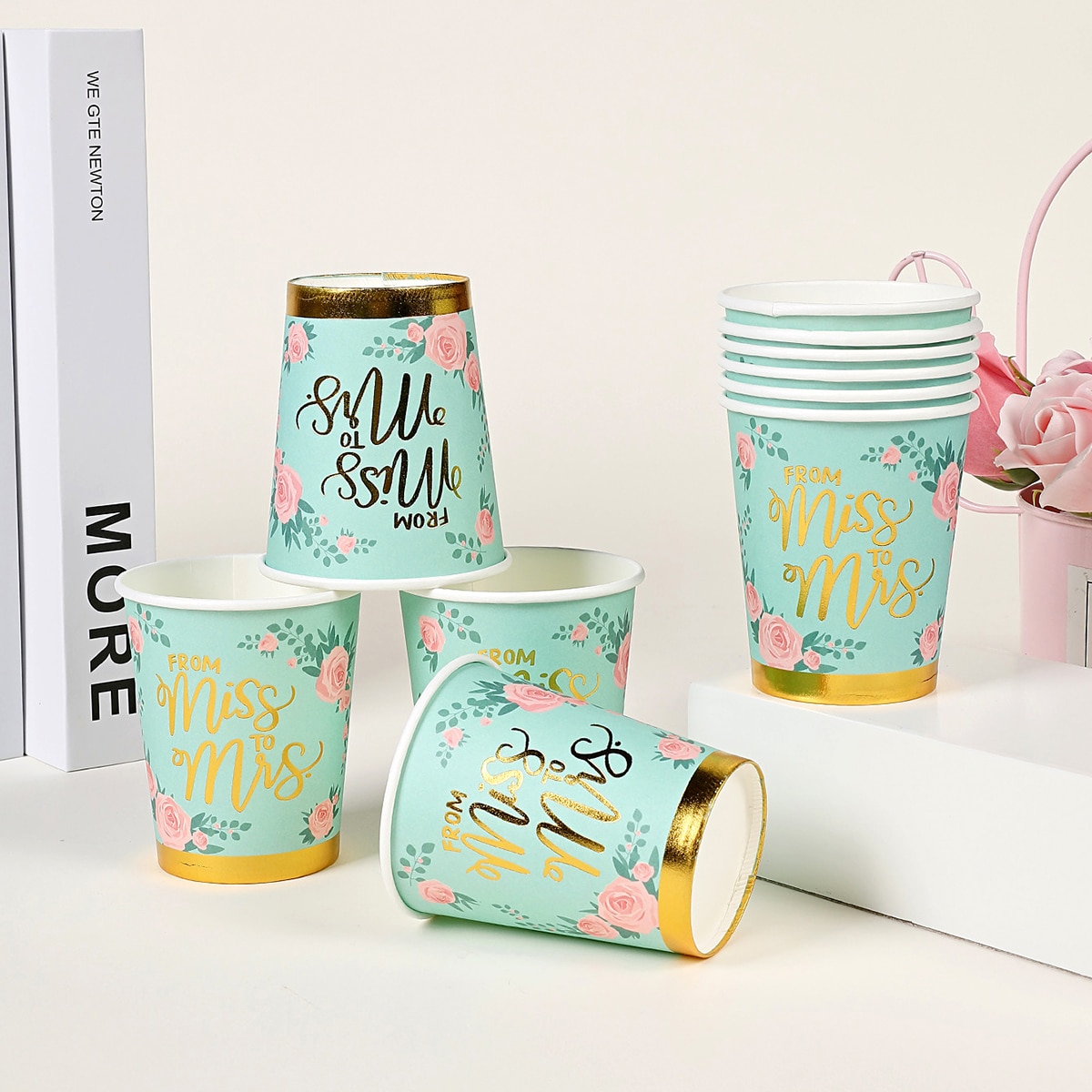 SHEIN 10st Wegwerpbeker met bloemenprint