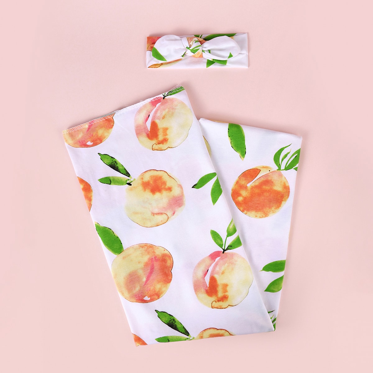SHEIN 1 deken met babyfruitprint en 1 haarband|Kinderen| Veel kleurig