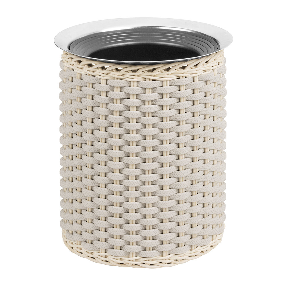 Pigment France - Guimet Leather & Rattan Bottle Cooler - Light Grey