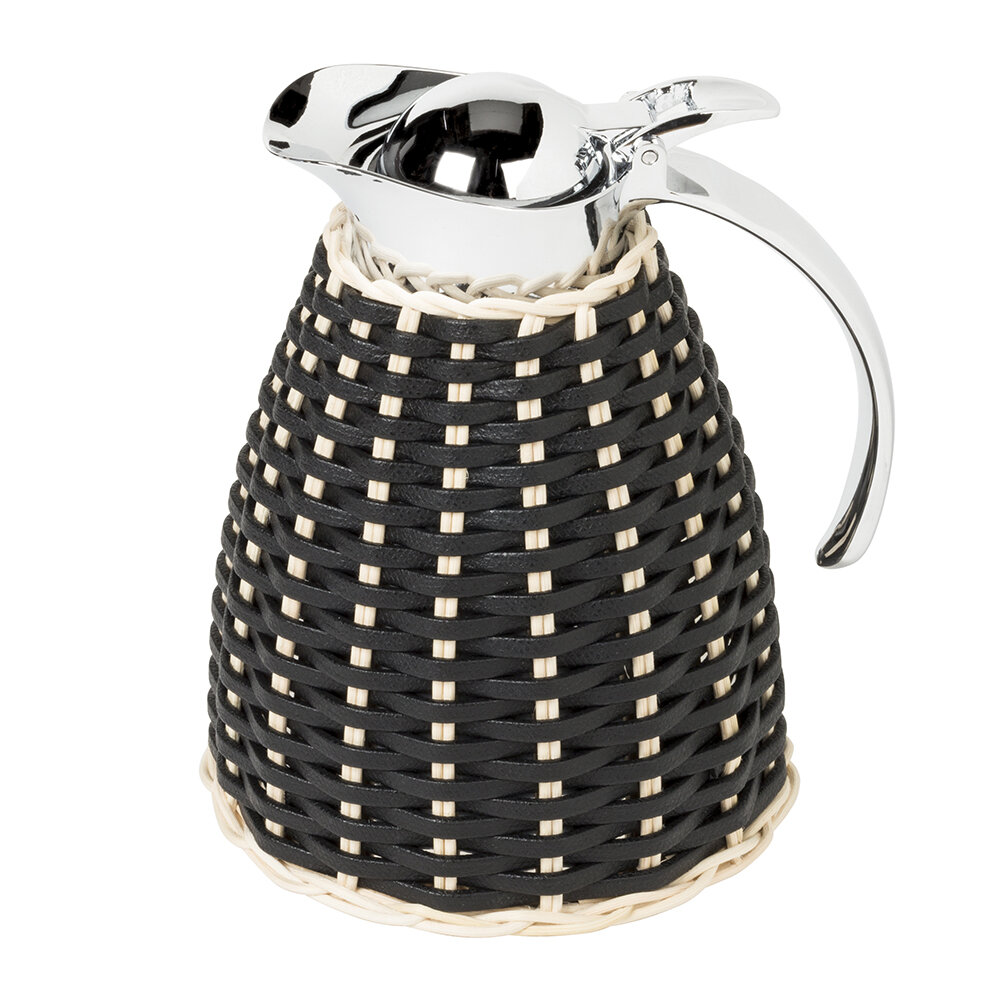 Pigment France - Monceau Leather & Rattan Carafe - Medium - Black