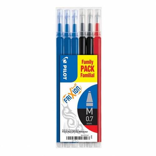 PILOT Lot de 6 recharges FriXion - - Family Pack - Assortiment de couleurs