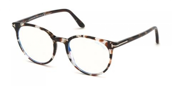 Tom Ford TF5575-B 055 Coloured Havana Round Glasses in Light Tortoise