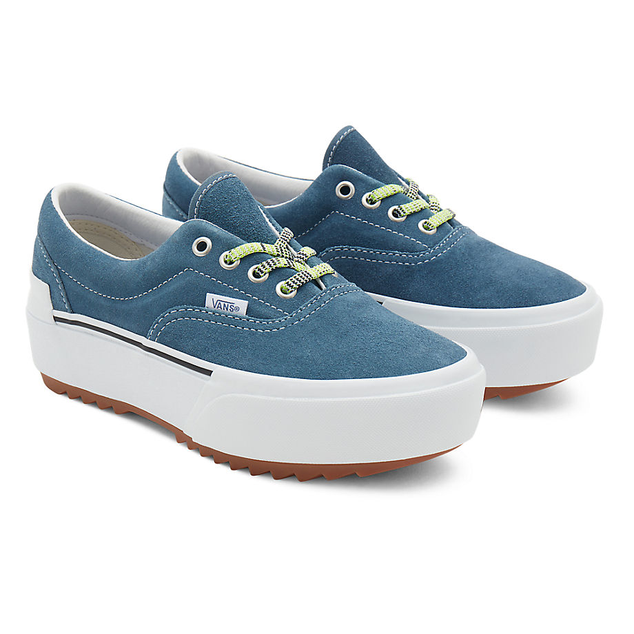 Vans Multi Lace Era Stacked Shoes ((multi Lace) Cement Blue/true White) Women Blue, Size 2.5