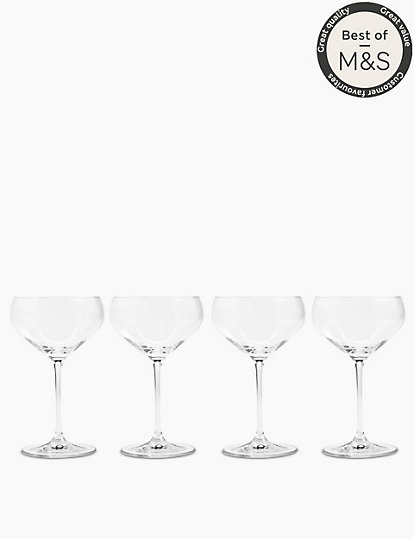 Marks and Spencer Set of 4 Maxim Champagne Saucers - 1SIZE - Clear, Clear