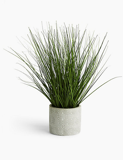 Marks and Spencer Artificial Grass in Geometric Pot - 1SIZE - Green, Green