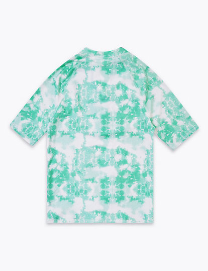 Marks and Spencer Tie Dye Rash Vest (6-16 Yrs) - 10-11 - Aqua, Aqua