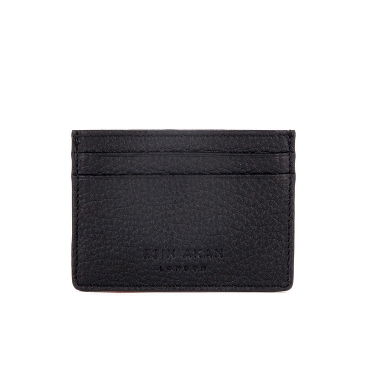 Esin Akan Grace Grainy Leather Card Case Black  One Size