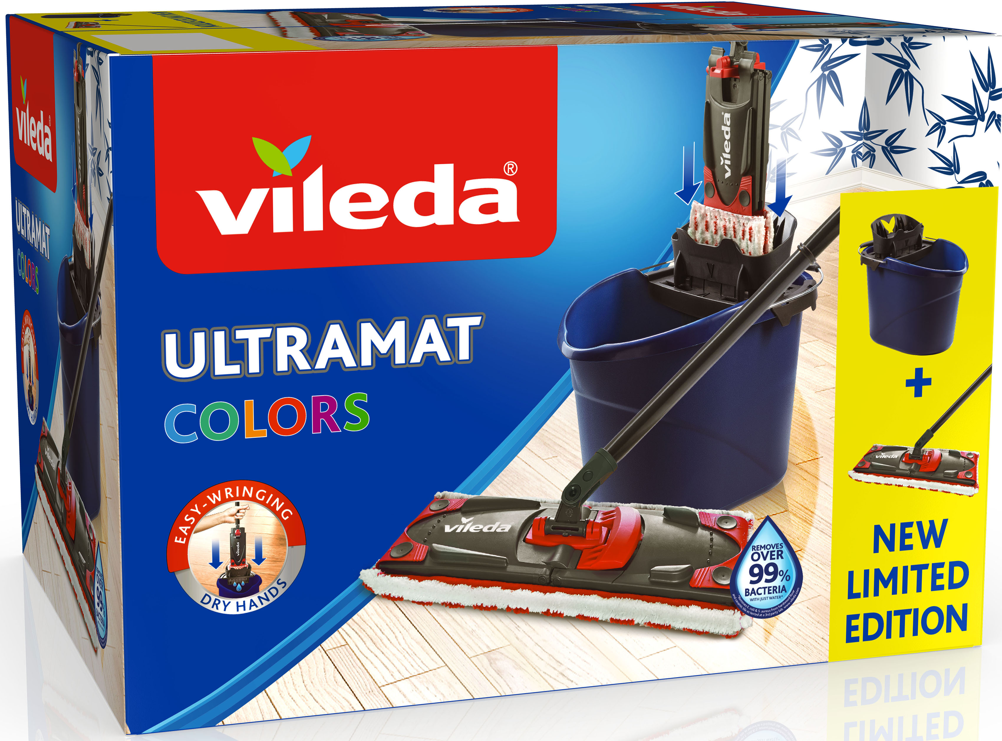 Vileda  Bodenwischer-Set Ultramat 2in1 Colors, (Ultramat System mit 3-teiligem Stiel, Mikrofaser-Bezug, Ultramat Eimer)