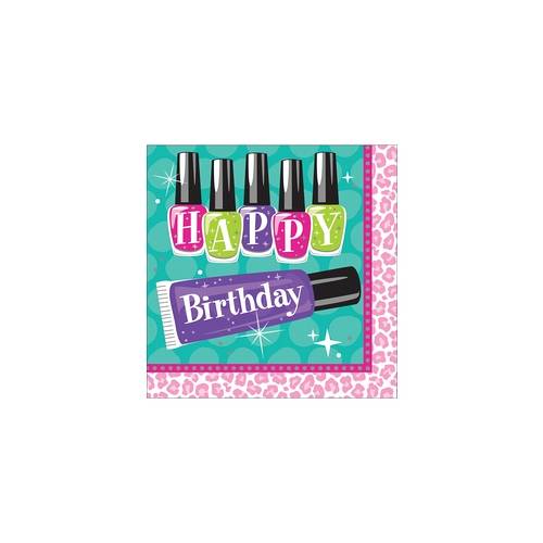 Creative Converting 317274 Papierservietten Happy Birthday Sparkle Spa Party , 16 St ck, 16,5 x 16,5 cm, mehrfarbig