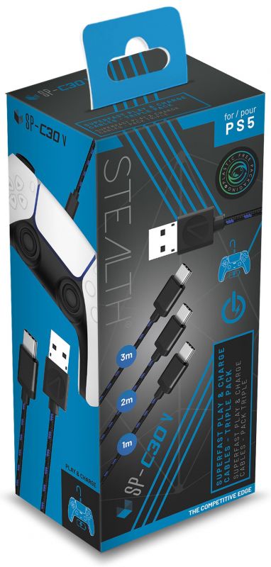 ABP Stealth SP-C30V Superfast Play & Charge Cables - Triple Pack (PS5)